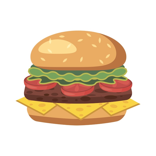 Burger icon in cartoon style isolated on white background