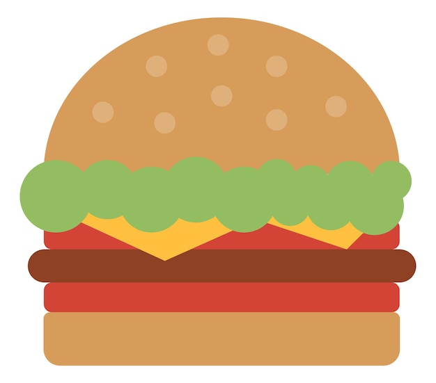 Burger icon Fresh bun with meat and vegetables Fast food symbol isolated on white background