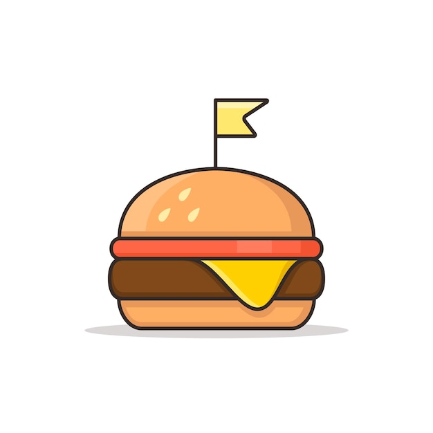 Burger icon vector color sign Fast food symbol retro style isolated illustration