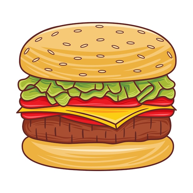 Burger illustration in modern flat design style