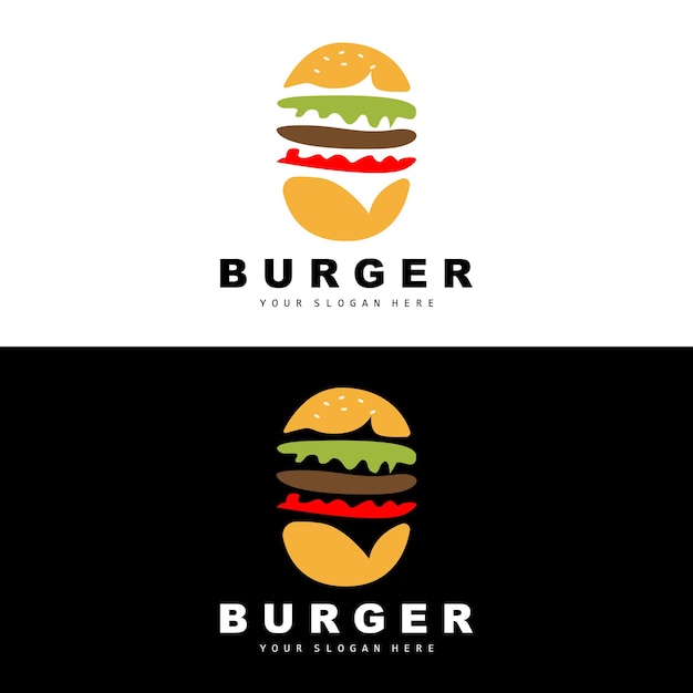 Burger Logo Fast Food Design Bread And Vegetables Vector Fast Food Restaurant Brand Icon Illustration