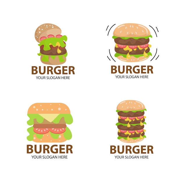 Burger logo set with cartoon style