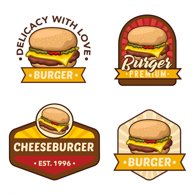 burger logo stock vector set