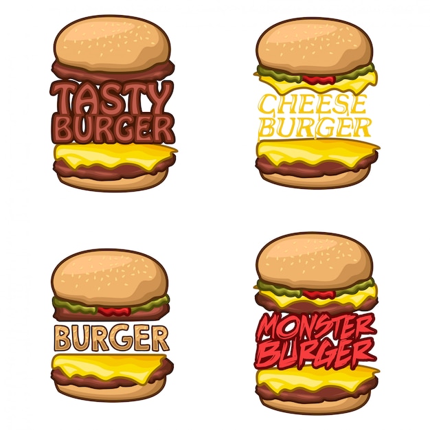 burger logo stock vector set