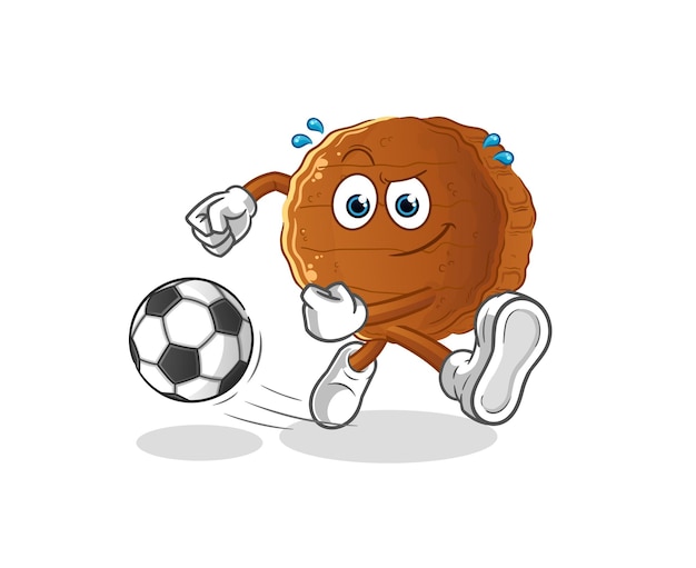 Burger meat kicking the ball cartoon. cartoon mascot vector