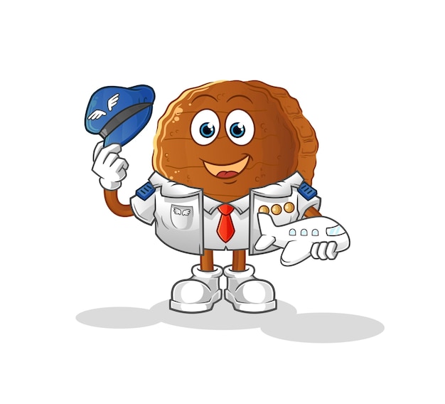 Burger meat pilot mascot. cartoon vector