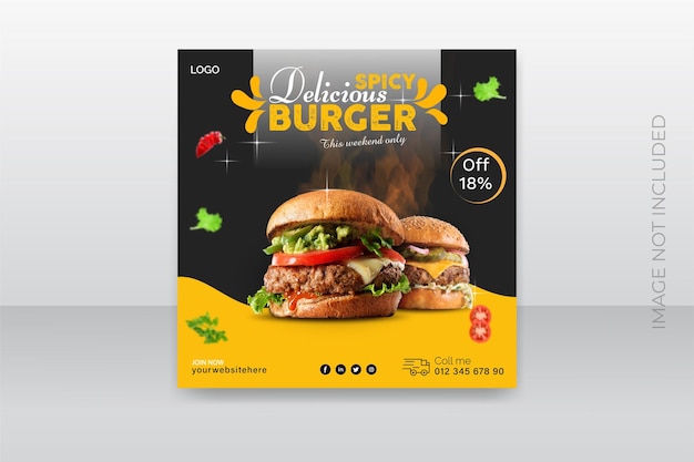 Burger menu social media banner template post design