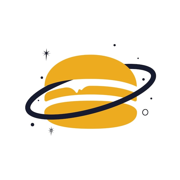 Burger planet vector logo design. Food café and restaurant logo concept.