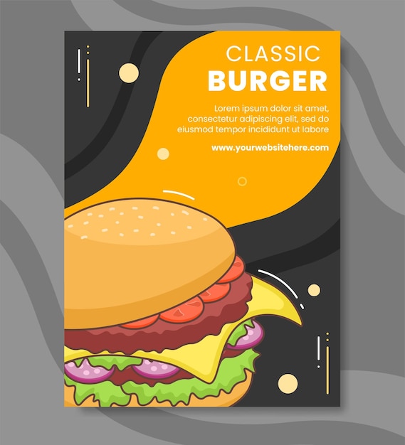 Vector burger poster template flat cartoon background vector illustration