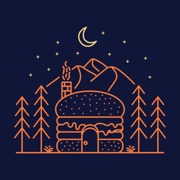 Burger Shop at Midnight Illustration Design for Apparel