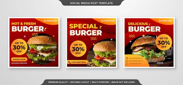 burger social media ads template