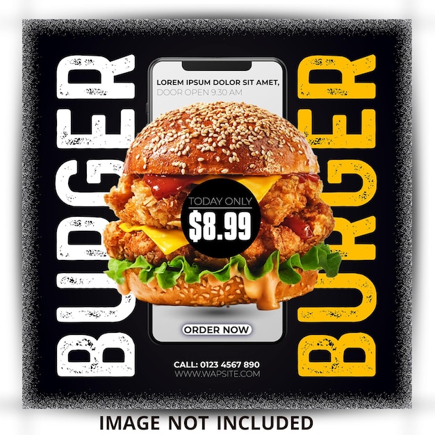 burger social media banner post and menu template