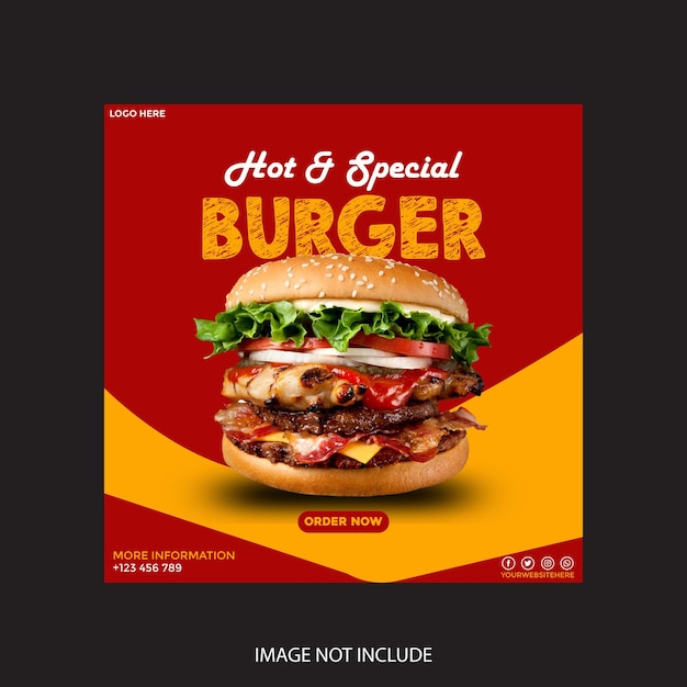 Burger social media feed post template