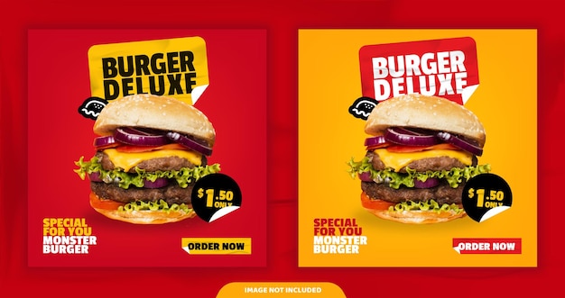 Burger social media feed post template