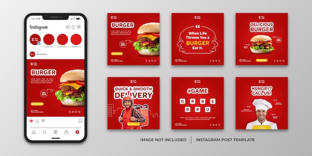 Burger social media feed post template