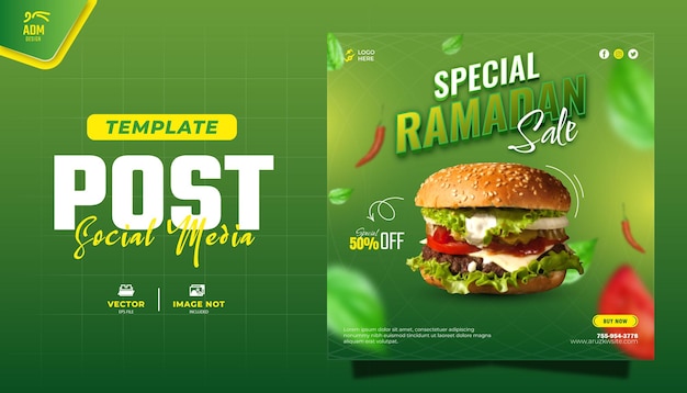 Burger Social Media Instagram Feed Banner And Flyer Template For Promotion