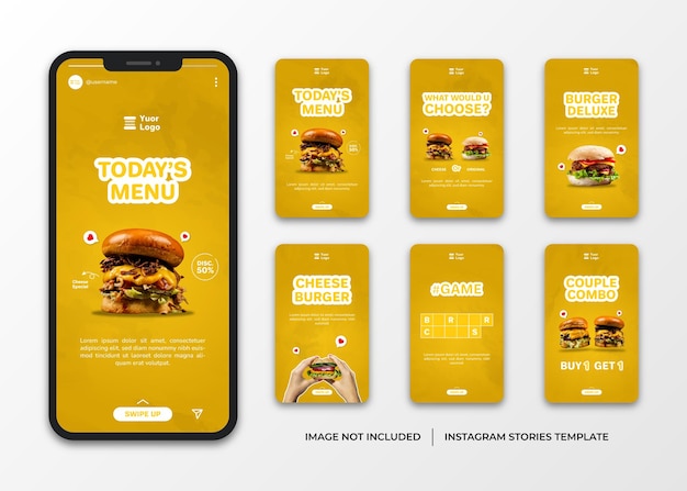 Burger social media instagram stories post template