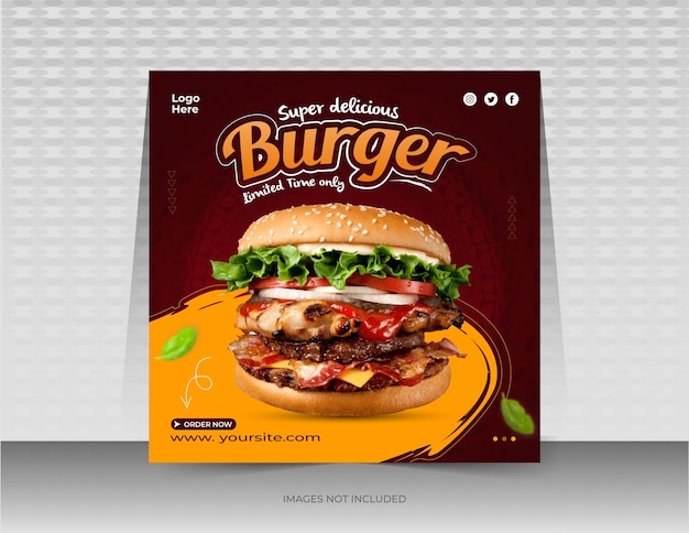 Burger social media post  banner template design