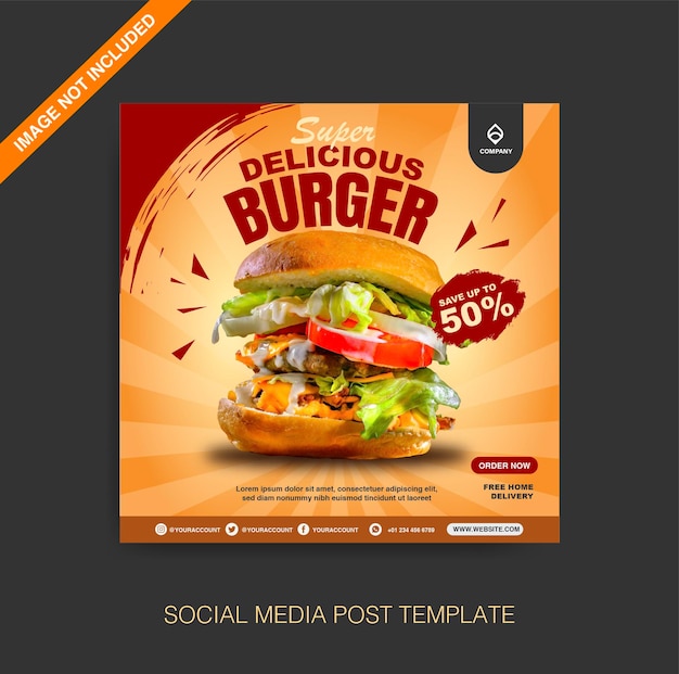 burger social media post vector template