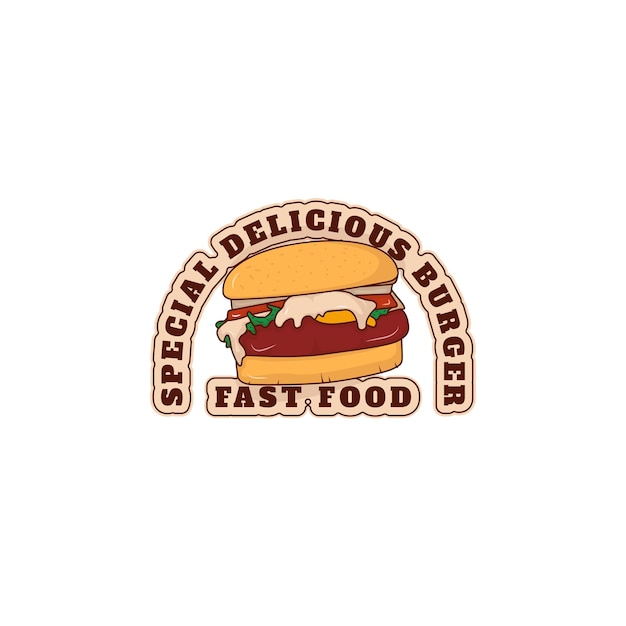 Burger template in cartoon concept design with burger text for logo design