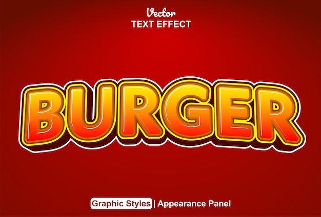 Burger text effect with graphic style and editable