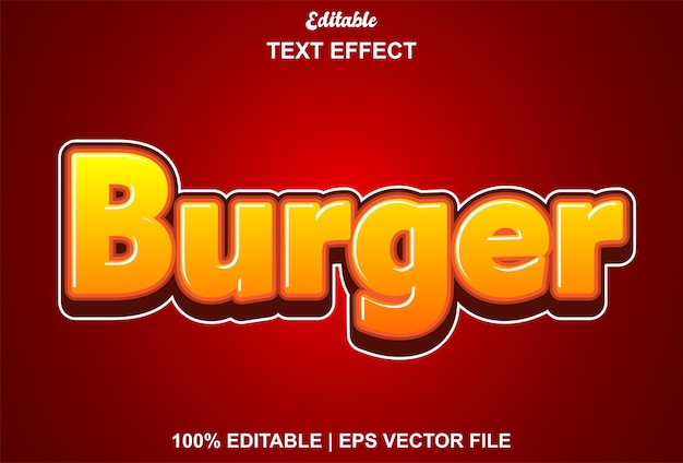 Burger text effect with orange color and editable