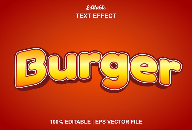 Burger text effect with orange color editable