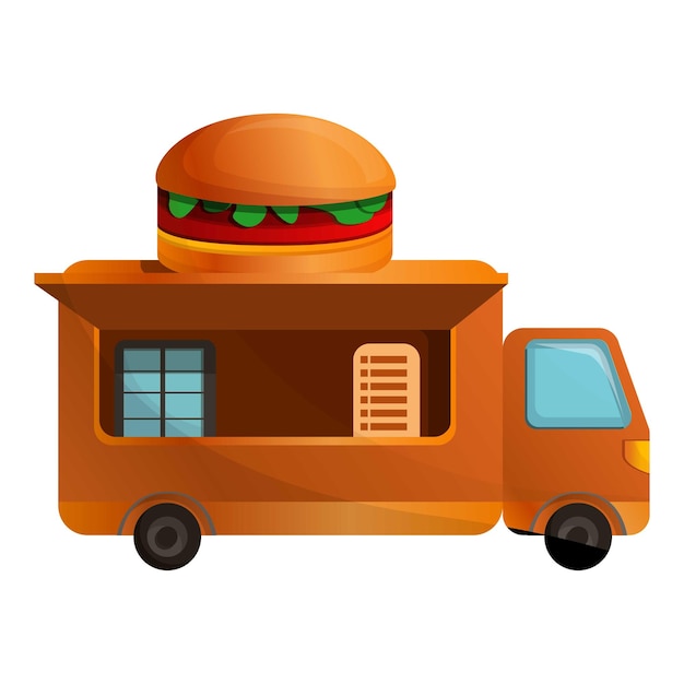 Burger truck icon Cartoon of burger truck vector icon for web design isolated on white background