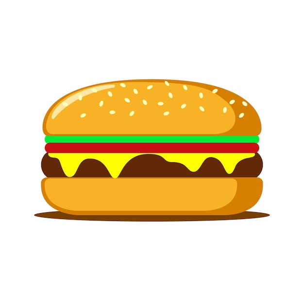 Burger on white background Emblem for cafe Vector illustration