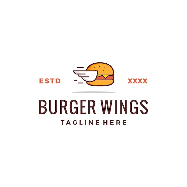 Burger wings delivery logo design vector illustration