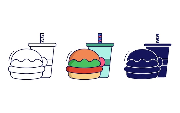 burger with coke vector icon