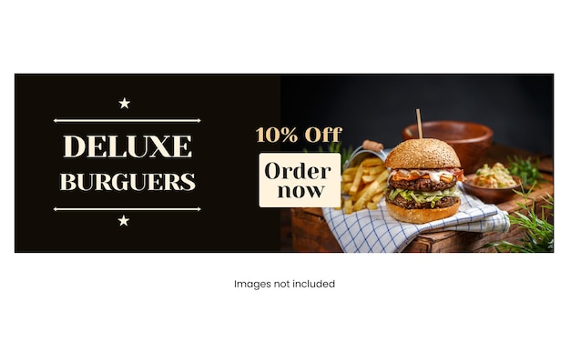 Vector burguer and fast food restaurant twitter and facebook web header template