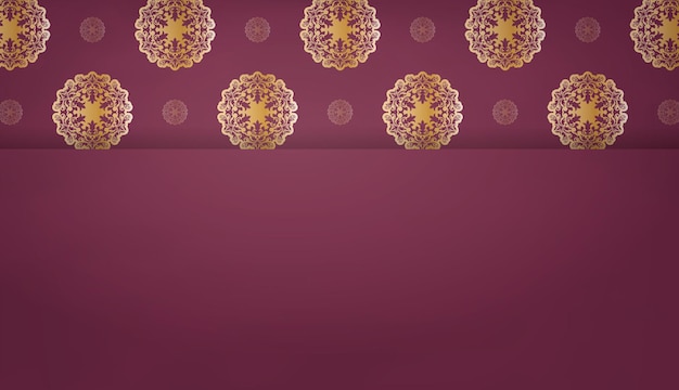 Burgundy banner with vintage gold ornaments and space for logo or text