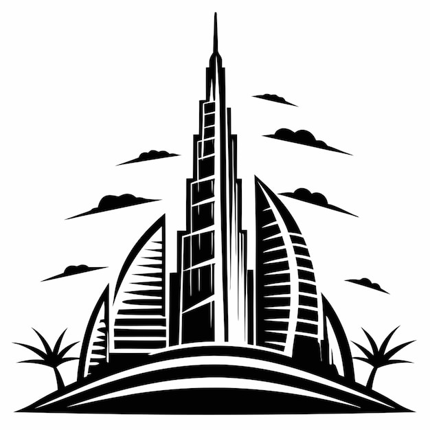 Vector burj khalifa black and white vector vector illustration