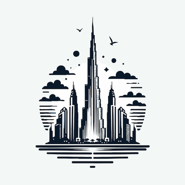 burj khalifa logo illustration