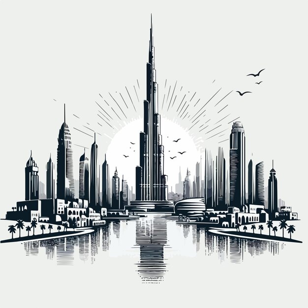 Vector burj khalifa logo illustration