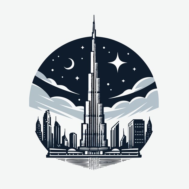 Vector burj khalifa logo illustration