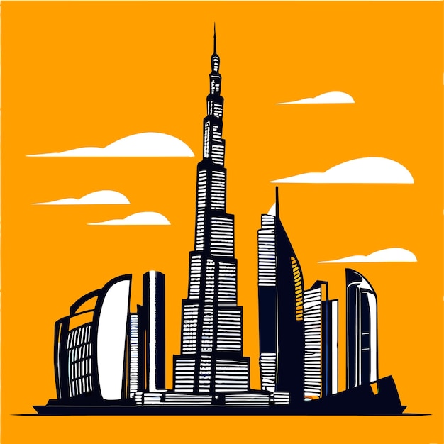 Vector burj khalifa vector illustration doodle