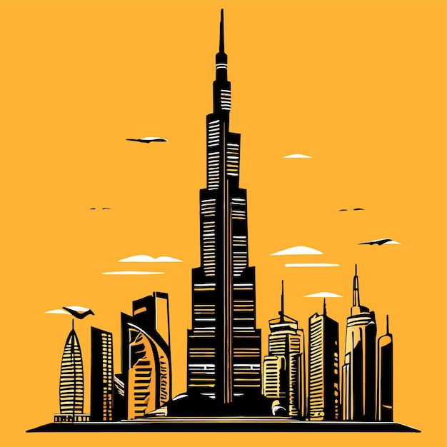 burj khalifa vector illustration doodle