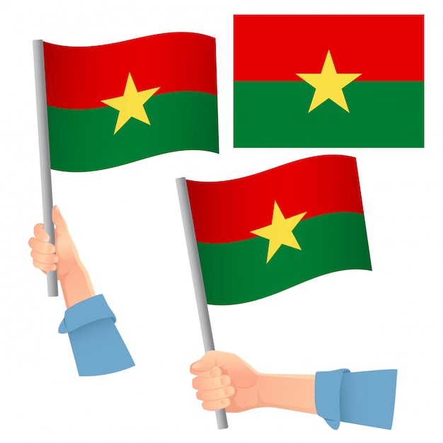 Burkina Faso flag in hand set