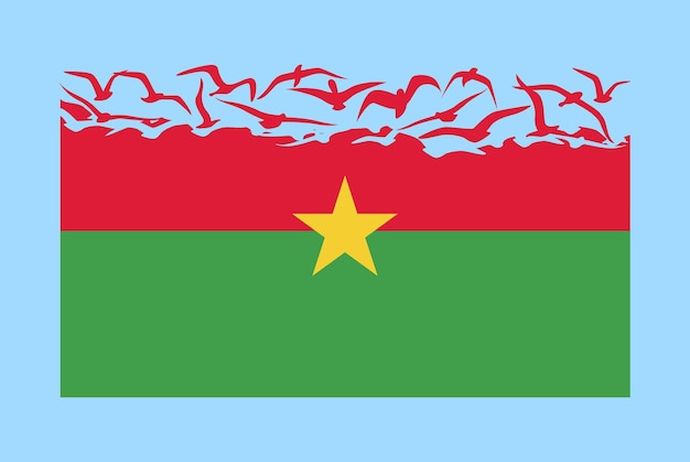 Burkina Faso flag with freedom concept Burkina Faso flag transforming into flying birds vector