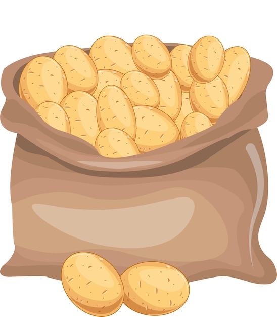 Burlap sack full of ripe potato Vector Illustration