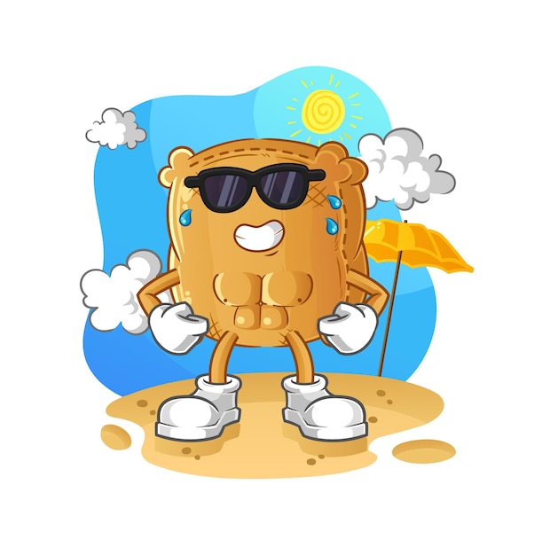 Burlap sack sunbathing in summer. character vector