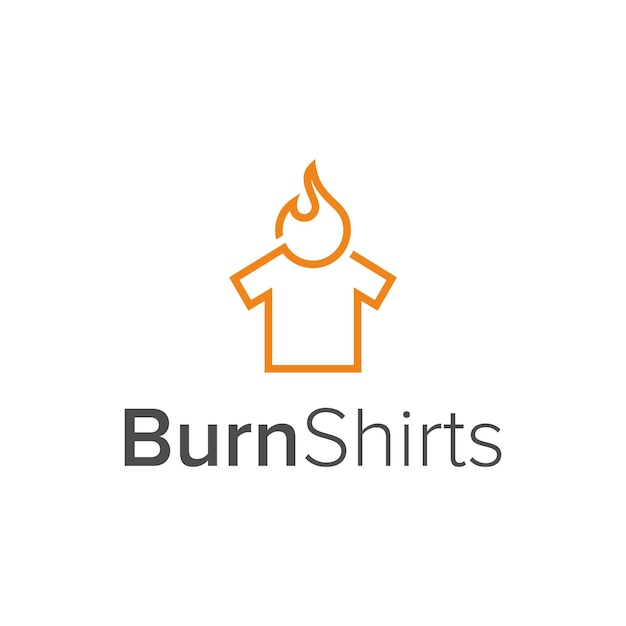 burn fire and shirts outline simple sleek creative geometric modern logo design