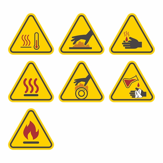 Vector burn hazard flat symbol