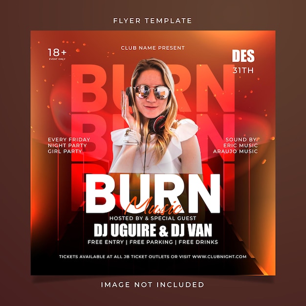 Burn music flyer template