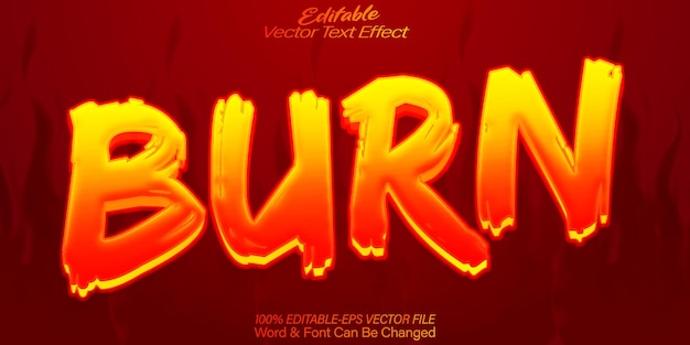 Vector burn vector text effect editable alphabet flame fire hot heat bonfire orange red