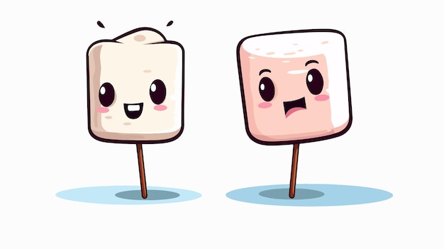 Burned Marshmallows and Marshmallow Stick Vector