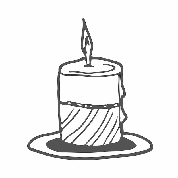 Burning aroma candle in on white background. Vector hand-drawn illustration