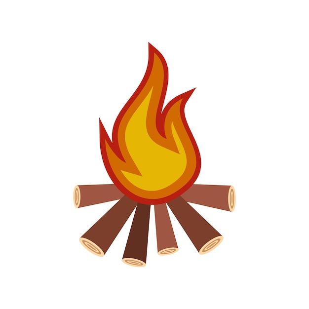 Burning bonfire flat icon isolated on white background